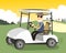 Golfer driving a golf cart