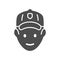 Golfer head solid icon, outdoor sports and recreation concept, golf player avatar sign on white background, Golfer icon