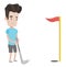 Golfer hitting the ball vector illustration.