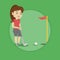 Golfer hitting the ball vector illustration.