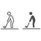 Golfer line and solid icon, golf concept, man silhouette playing golf sign on white background, Golf player icon in