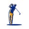 Golfer swing golf stick vector illustration isolated, best for golf industry logo or illustration