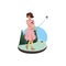 Golfer woman with field and stick golf