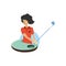 Golfer woman with field and stick golf