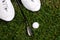 Golfers Feet Ball and Iron