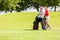 Golfing couple at golf field