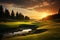 Golfing paradise the course is kissed by the golden rays of a stunning sunset