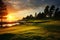 Golfing paradise the course is kissed by the golden rays of a stunning sunset