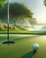 Golfing Well Manicured Golf Course Springtime Morning Sunrise Fairway AI Generated