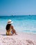Golfo di Orosei Sardina, Asian women on the beach Sardinia Italy, young girl on vacation Sardinia Italy, woman playing