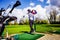 Golfplayer hits a ball