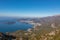Goli Vrh - Panoramic aerial view on the coastline of Budva and Sveti Nikola Island seen from Goli Vrh, Adriatic Sea, Montenegro