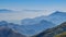 Goli Vrh - Panoramic view of dramatic karst mountain chains Dinaric Alps surrounding the Lake Skadar National Park, Montenegro