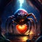 Goliath Birdeater Spider hugging heart Tarantula with heart in the cave. 3D illustration. AI Generated animal ai