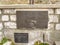 Golubac, Serbia, March 29, 2012: Ruins of castle  with a commemorative plaque in the place where Zawisza Czarny, a famous Polish