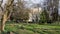 GOMEL, BELARUS - APRIL 19, 2021: green park in spring in Gomel