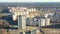 Gomel, Belarus. Construction Crane Is Involved In Construction Of A New Multi-storey Residential Houses. Aerial View Of