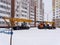 GOMEL, BELARUS - JANUARY 13, 2019: a truck stalled in the snow. towing