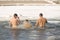 Gomel, Belarus - JANUARY 19, 2017: Bathing in the hole Orthodox people on holiday Baptism of Christ.