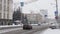 GOMEL, BELARUS - JANUARY 24, 2019: Heavy snowfall on Lenin Avenue. traffic traffic cars.