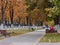 GOMEL, BELARUS - OCTOBER 5, 2019: Square Avenue of BUILDERS