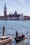 Gondola against San Giorgio island in Venice, Italy