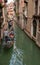 Gondola boats on the narrow canals in Venice