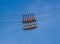 Gondola bubbles against the blue sky. Cable car taking tourists to Fort de La Bastille in Grenoble, France.