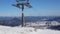 Gondola cable car ski lift against blue sky