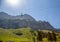 Gondola of the cable car to the mountain Saentis in the Appenzell Alps of Switzerland