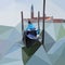 Gondola floats on the water in Venice, Italy