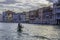 Gondola and gondolier on the Grand Canal, Venice