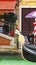 Gondola with gondolier and tourists in Venice