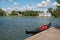 Gondola on The Great Pond. Tsarskoye Selo, Saint-Petersburg, Russia