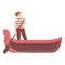 Gondola icon cartoon vector. Venice gondolier