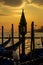 The gondola jetty in San Marco square in Venice at sunset