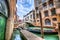 Gondola Moored in a Canal the San Marco District in Venice