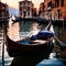 Gondola, romantic tourist canal boat in Venice italy