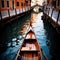 Gondola, romantic tourist canal boat in Venice italy