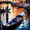 Gondola, romantic tourist canal boat in Venice italy