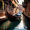 Gondola, romantic tourist canal boat in Venice italy