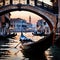 Gondola, romantic tourist canal boat in Venice italy