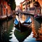 Gondola, romantic tourist canal boat in Venice italy