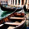 Gondola, romantic tourist canal boat in Venice italy