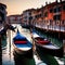 Gondola, romantic tourist canal boat in Venice italy