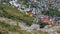 Gondola of ropeway an city under her. Bergen, Norway