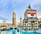 gondola with tourists at The Venetian Resort Hotel & Casino The resort opened  1999 with flutter of white doves, sounding trumpets