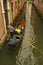 Gondola travels in a side canal, Venice, Italy