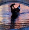 Gondola in venice with beautiful colors on the watersurface