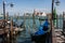 Gondola wharf at river in Venice